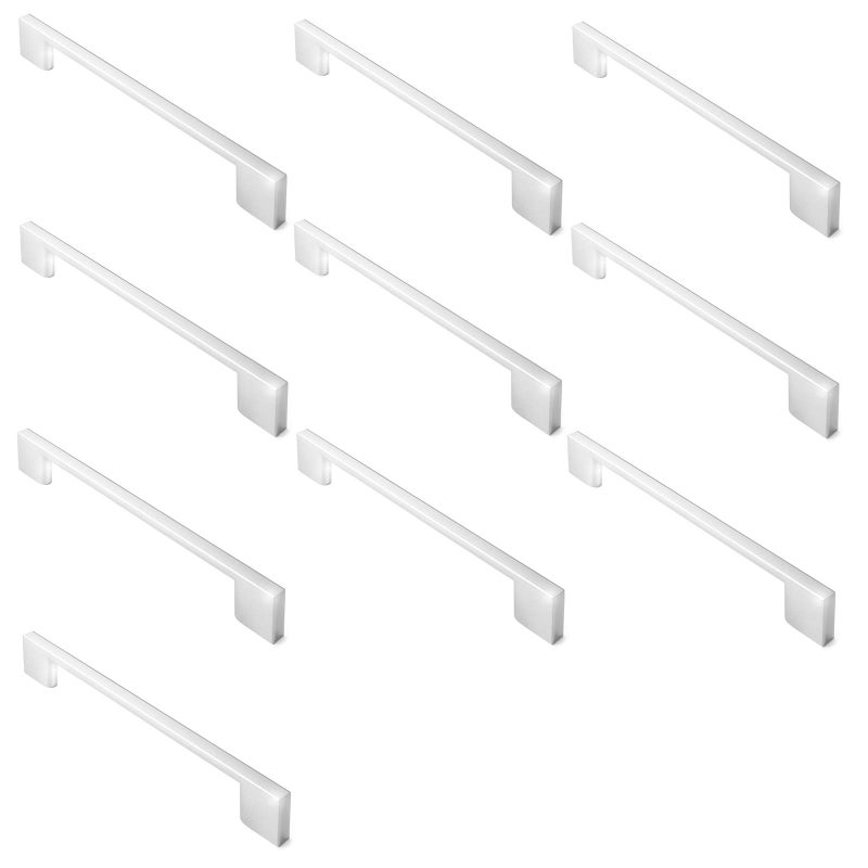 CAULDHAM 10 Pack Solid Kitchen Cabinet Pulls Handles (6-5/16" Hole Centers) - Modern Thin Profile Drawer/Door Hardware - Style M255 - Polished Chrome - Image 3